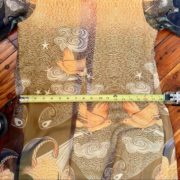 Silk print dress high-low, sheer & lined  $40 - Picture 9 of 15